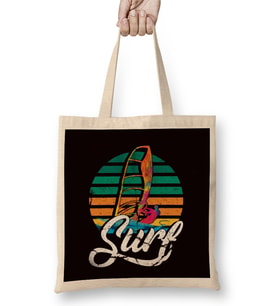 Retro Surf Vintage Windsurfer Windsurfing Ocean Wave SurfingRetro Surf Vintage Windsurfer Windsurfing Ocean Wave Surfing Bez Çanta Uzun Saplı