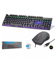 Hadron G605MK Mekanik Gaming Klavye Mouse Seti Blue Switch RGB 7200 DPI - Siyah - 1 ADET