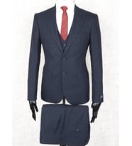 Jan Carlucci Slim Fit Sivri Yaka-Çift Yırtmaç  Lacivert Drop 6 Yelekli Takım Elbise