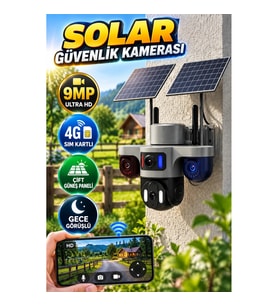 Solar 9MP Arsa Güvenlik Kamerası – 4G SIM Kartlı, Çift Panelli ve Gece Görüşlü