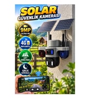 Solar 9MP Arsa Güvenlik Kamerası – 4G SIM Kartlı, Çift Panelli ve Gece Görüşlü