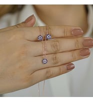 Nazar Boncuğu Tasarımlı 925 Ayar Gümüş Şans Kolyesi Rose
