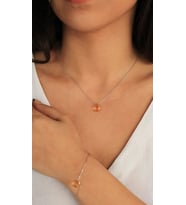 925 Ayar Gümüş Altın-Rodyum Kaplama 6 Ct Yarı Değerli Sitrin Taş Damla Set - Raccolta Di Gocce