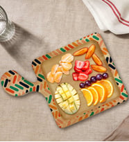 BK Gift Modern Art Tasarımlı Kare Şeklinde Doğal Ahşap Servis ve Sunum Tabağı Model 2