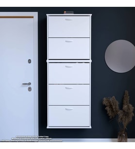 Modilayn VARBİ UMAY' 2 Li Asma Antre 72x 193x26 cm 5 Düşer Kapak 10 GözAyakkabılık (Beyaz)