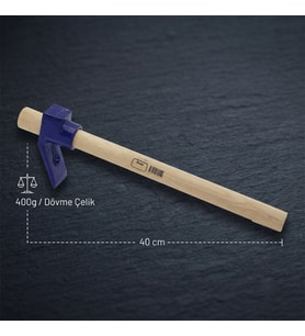 Ahşap Saplı Dövme Çelik Keser - Boyalı Sap - 400 Gram
