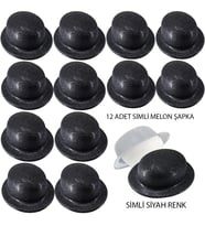 Siyah Renk Simli Melon Yuvarlak Parti Şapkası 12 Adet