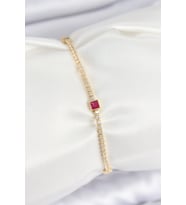 Pirinç Zirkon Taşlı Kare Model Gold Renk Kadın Bilekilk 5886 - HPSBYI7376-3304