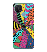 PrintiFy Oppo A15  ile Uyumlu 1mm Slim Fit Retro Renkler 4 Baskılı Şeffaf  Kılıf