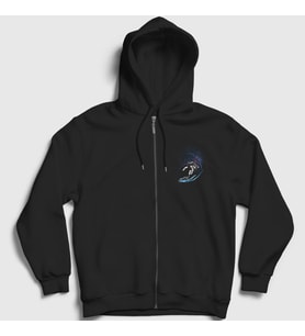 Presmono Unisex Siyah Surfer Astronaut Space Astronot Uzay Fermuarlı Kapüşonlu Sweatshirt 284047tt