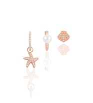 Gümüş rose zirkon taşlı deniz  kombin üçlü küpe seti  SGTL11388ROSE