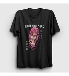 Presmono Unisex Siyah Know Your Place Sukuna Jujutsu Kaisen T-Shirt 431063tt