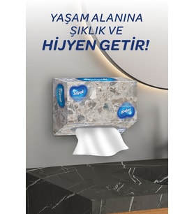 SELPAK El ve Yüz Havlusu Kutulu Koyu Mermer Desen 80 Yaprak