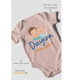 Dayım Olsun Yeter Kısa Kollu Bebek Body %100 Pamuk