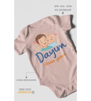 Dayım Olsun Yeter Kısa Kollu Bebek Body %100 Pamuk