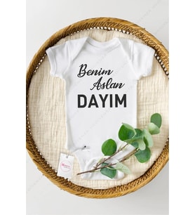 Benim Aslan Dayım Özel Tasarım Bebek Zıbın Pamuklu Çıtçıtlı Body