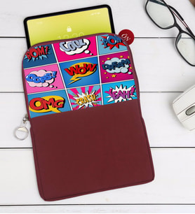 BK Gift Pop Art Tasarımlı Taşınabilir Koruyucu Tablet Kılıfı & Organizer Çanta - Bordo-12