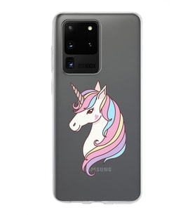 Samsung Galaxy S20 Ultra Kapak Unicorn Tasarımlı Şeffaf Silikon Kılıf