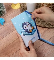 9x14 cm Sert Kapak Çizgili Not Okul Defteri - Penguen 2 (Çok Renkli)