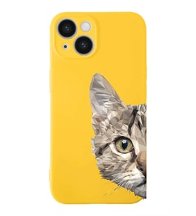 Apple iPhone 14  Lansman Kılıf Catface  Tasarımlı Altı Kapalı İçi Kadife Kaplı  Kapak (Şeffaf)
