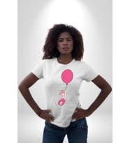 Piklet Balon Kadın Erkek Unisex Beyaz Organik Baskılı T-Shirt Penye Yüksek Kalite