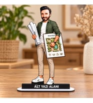 Kişiye Özel Erkek Peyzaj Mimari Kisiye Karikatürlü 18 cm MDF Masaüstü Biblo - Erkek Peyzaj Mimari Kisiye Hediyesi Mühendise ve Teknik Meslek Sahibine Hediye