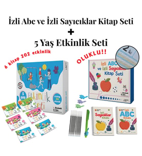 5 Yaş Etkinlik Seti ( 6 Kitap 202 Etkinlik) - İzli Abc ve Sayıcıklar Kitabları Oluklu Seti