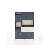 Arges Dolap 8 Raflı 2 Çekmeceli 6 Kapaklı 132x30x195 Antrasit-Antrasit/Aytaşı