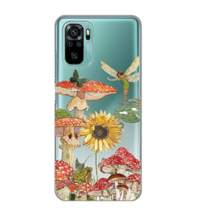 Xiaomi Redmi Note 10 / Note 10S Uyumlu Mantar Tasarımlı Şeffaf Telefon Kılıfı