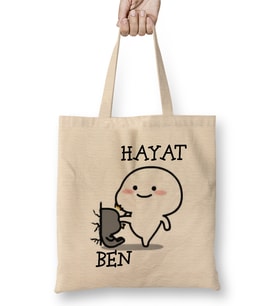 Hayat Beni Sıktı Komik Bez Çanta Uzun Saplı