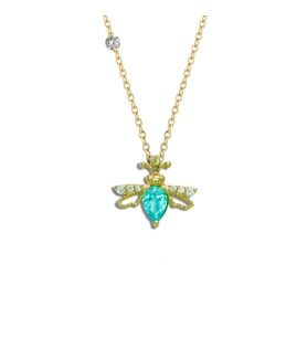 Demas Gold Pırlantalı 14 Ayar Arı Aquamarine Rengi Kolye