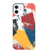Apple iPhone 12 Uyumlu Kapak Brush Stroke Tasarımlı Şeffaf Silikon Kılıf