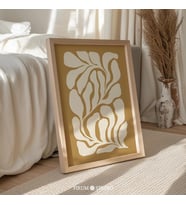 Rahat Boho Yatak Odası Organik Sanat – Sönük Sarı Botanik Poster