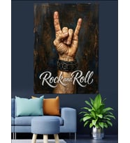 Rock And Roll El İşareti Dekoratif Kanvas - Mdf Ahşap Tablo