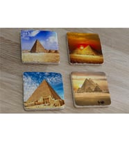 Mısır Piramitleri Doğal Taş Bardak Altlığı 4'lü set - Natural Stone Coasters