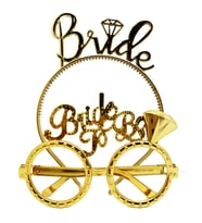 Bride Yazılı Taç ve Bride To Be Yazılı Gözlük Seti Altın Renk (Çok Renkli)