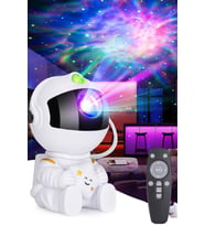Yıldızlı Astronot Kumandalı Çocuk Odası Dekoratif Projektör (Krem)