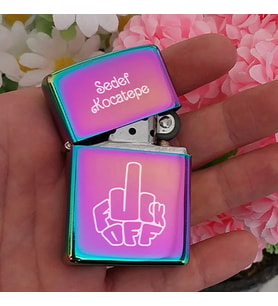 Kişiye Özel İsimli Benzinli Zippo Pembe Çakmak