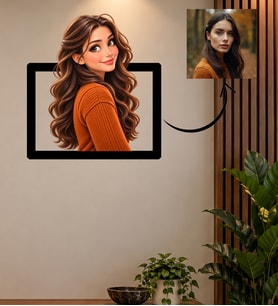 Kişiye Özel Fotoğraftan Çizgi Film Portresi 3D Duvar Çerçevesi – Kadına Özel Fotoğraflı Tablo