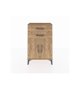 Arges Komodin Tek Raflı 2 Çekmeceli 2 Kapaklı 60x30x96 Çam-Çam