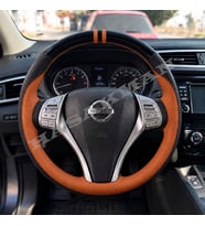Nissan X-Trail T32 Dikme Direksiyon Kılıfı Parlak Siyah Taba Detaylı Taba Çift Yüzük ve Dikiş 2014-2017