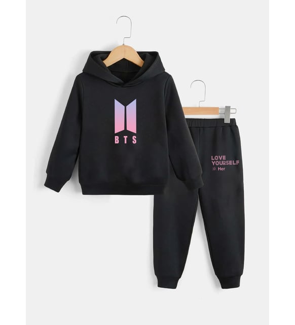 Deocept Kids Purple BTS Baskılı Sweatshirt ve Eşofman Altı Takım