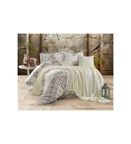 Zuzu Çift Kişilik 57 Tel Nevresim Takımı Triko Battaniyeli 200 X 220 Cm (Kemik)