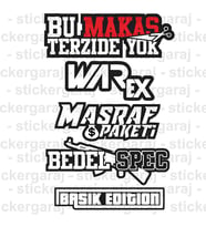 full Sticker etiket seti - Araba motosiklet bisiklet oto cam duvar buzdolabı kask atv laptop tablet uyumlu coklu set etiket