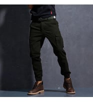 JOGGER PAÇA LASTİKLİ KEMERLİ SİYAH ERKEK KARGO PANTOLON