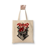 Berserk Skull Anime Bez Çanta Uzun Saplı Alışveriş Çantası Plaj Çantası (Beyaz)