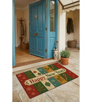Valerine Life Kapı Önü Paspası 45x70cm Kaymaz iç Dış Mekan Yeni Yıl Ürünleri Noel Süsleri Retro Noel