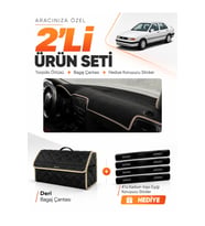 e-biz SEAT TOLEDO (1995-2005) Uyumlu Torpido Örtüsü + Deri Bagaj Çantası Seti - Siyah-Bej - SE010