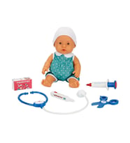 Bebelou Doktor Zamanı 35cm Konuşan Bebek 29459 Yeşil Puantiyeli