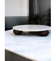 AHŞAP TOP AYAKLI MERMER TABLALI STAND(30CM)